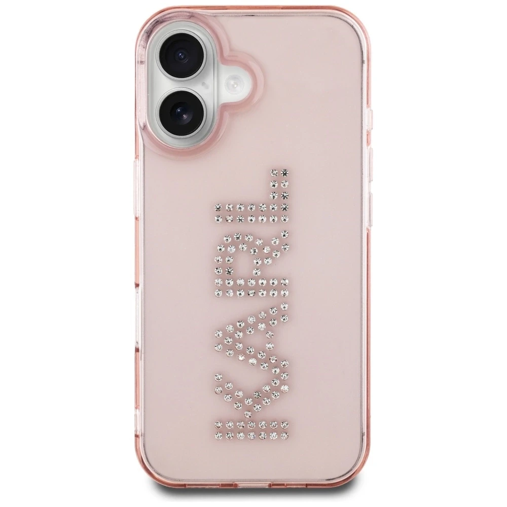 Dėklas Karl Lagerfeld IML Rhinestones Logo iPhone 16 Case - Rožinė