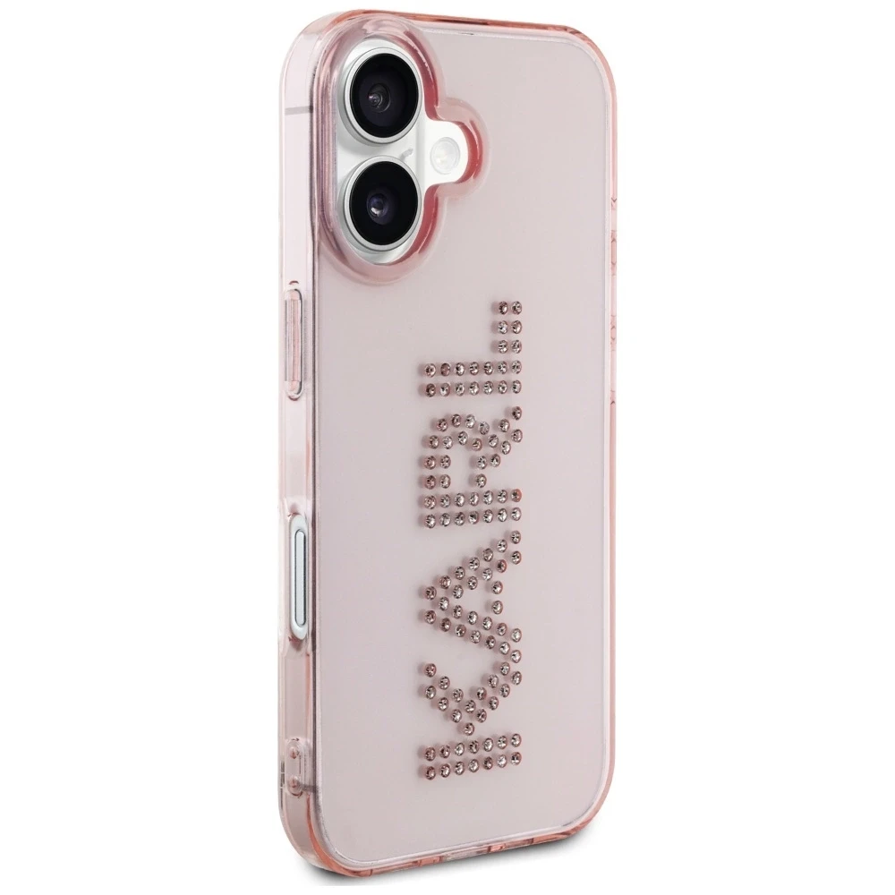 Dėklas Karl Lagerfeld IML Rhinestones Logo iPhone 16 Case - Rožinė