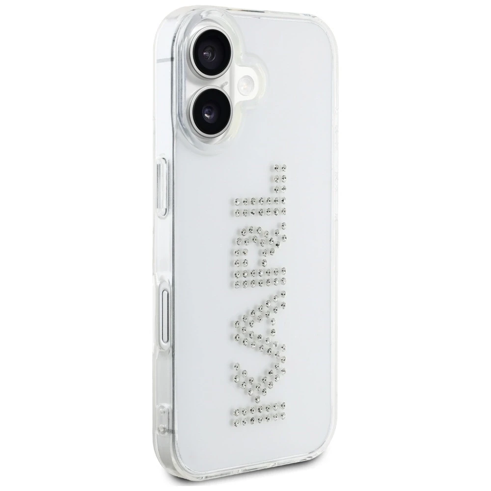 Karl Lagerfeld IML Rhinestones Logo iPhone 16 dėklas – skaidrus