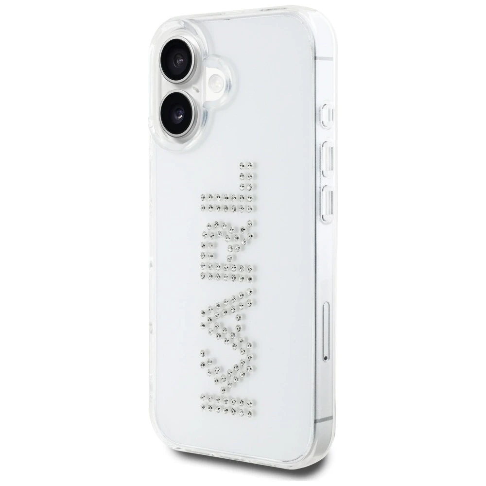 Karl Lagerfeld IML Rhinestones Logo iPhone 16 dėklas – skaidrus