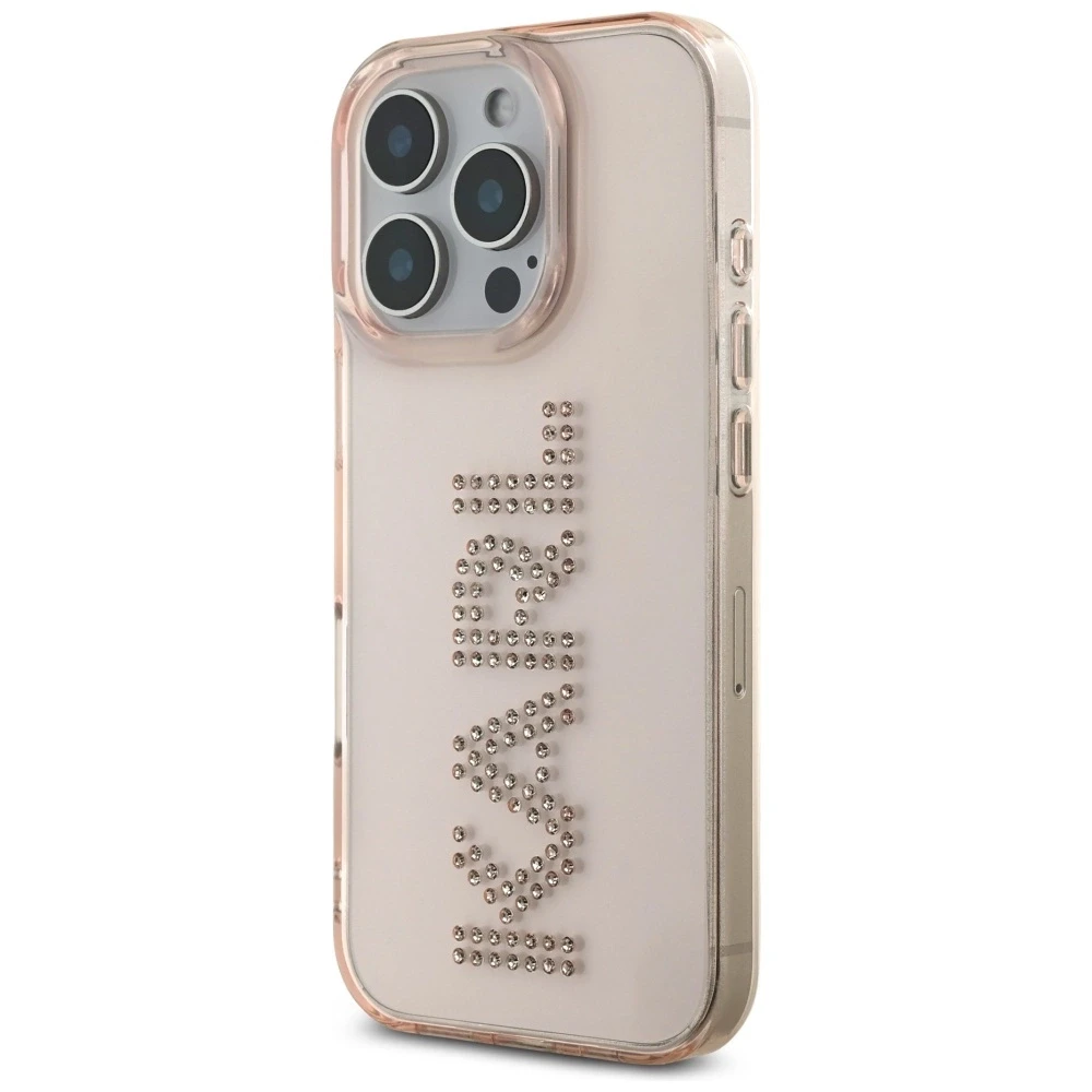 Dėklas Karl Lagerfeld IML Rhinestones Logo iPhone 16 Pro Max Case - Rožinė