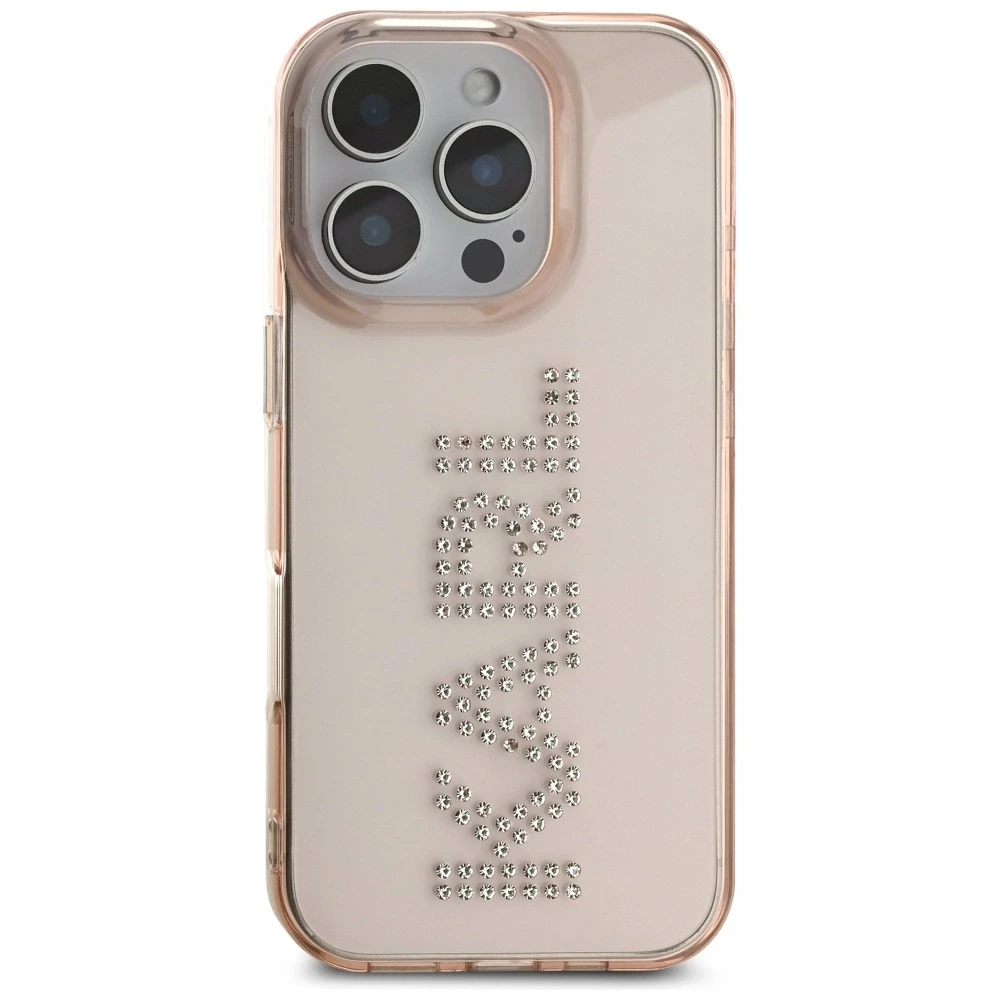 Dėklas Karl Lagerfeld IML Rhinestones Logo iPhone 16 Pro Max Case - Rožinė