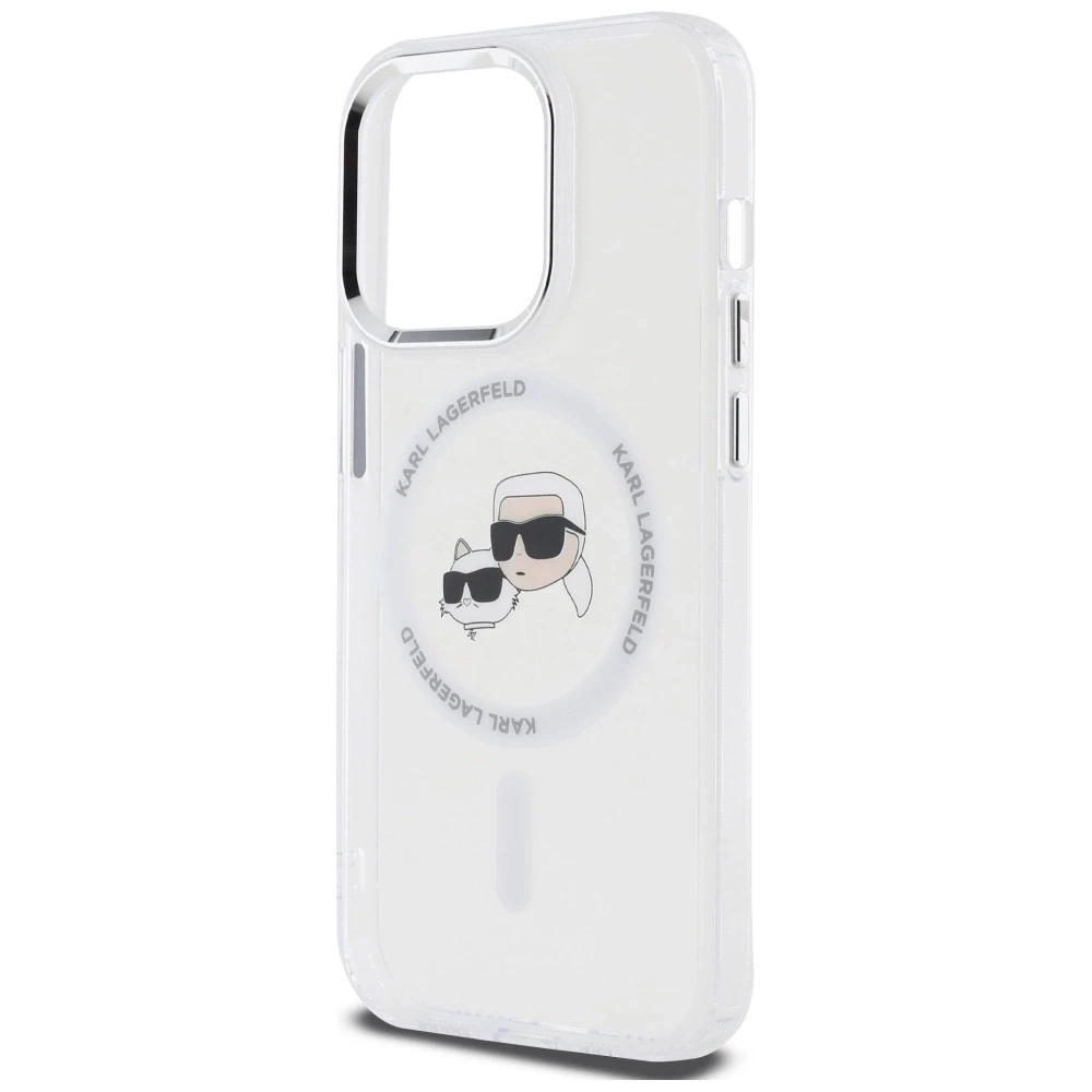 Karl Lagerfeld KLHMP14LHLSKCH Apple iPhone14 Pro 6.1″ baltos spalvos kietas dėklas IML Metal Karl&Choupette Head MageSaf