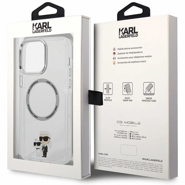 Apple iPhone 13 Pro Max Karl Lagerfeld dėklas Iconic Karl&Choupette Magsafe (KKLHMP13XHNKCIT) skaidrus