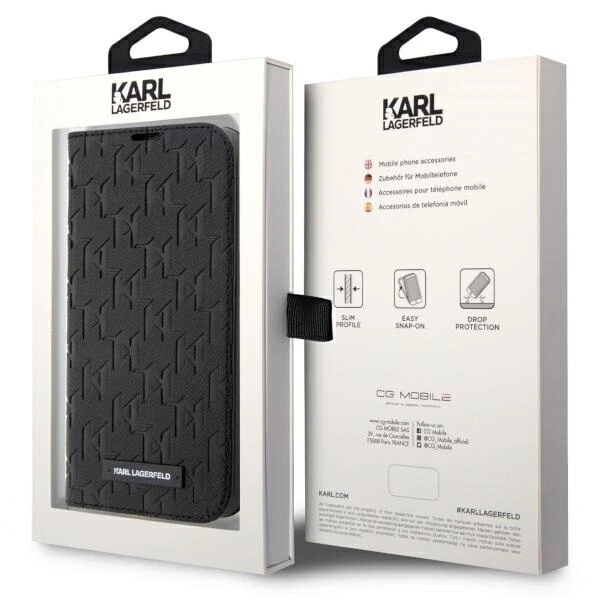 Dėklas Karl Lagerfeld KLBKP14XSAKLHPK IPHONE 14 PRO MAX 6.7 "BOOKCASE Juodas/Juodas SAFFIANO MONOGRAM
