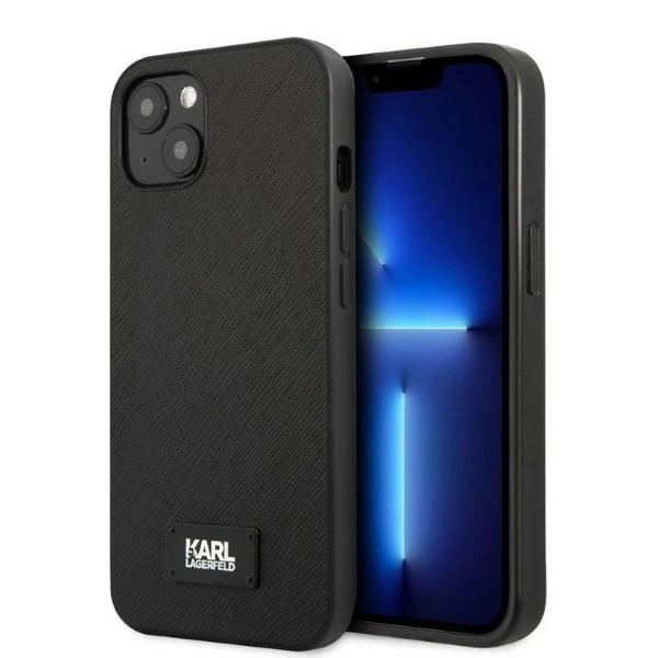 Apple iPhone 13 Karl Lagerfeld dėklas Saffiano Plaque juodos spalvos