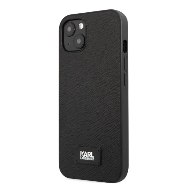 Apple iPhone 13 Karl Lagerfeld dėklas Saffiano Plaque juodos spalvos