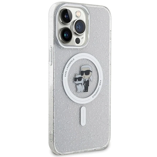 Apple iPhone 15 Pro Max Karl Lagerfeld dėklas Karl&Choupette Glitter MagSafe (KLHMP15XHGKCNOT) skaidrus