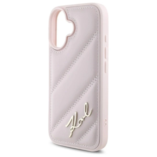 Karl Lagerfeld Quilted Signature Apple iPhone 16 - dėklas telefonui rožinės spalvos