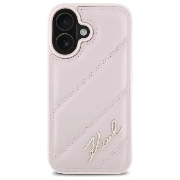 Karl Lagerfeld Quilted Signature Apple iPhone 16 - dėklas telefonui rožinės spalvos