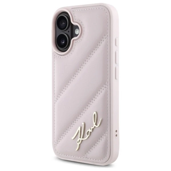 Karl Lagerfeld Quilted Signature Apple iPhone 16 - dėklas telefonui rožinės spalvos