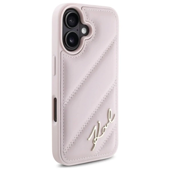 Karl Lagerfeld Quilted Signature Apple iPhone 16 - dėklas telefonui rožinės spalvos