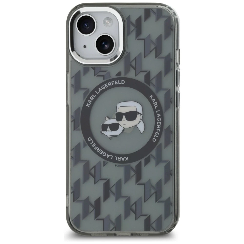 Dėklas Karl Lagerfeld KLHMP15MHMCKMHK Apple iPhone 15 Plus 6.7″ juodos spalvos IML Monogram Karl&Choupette Head MagS