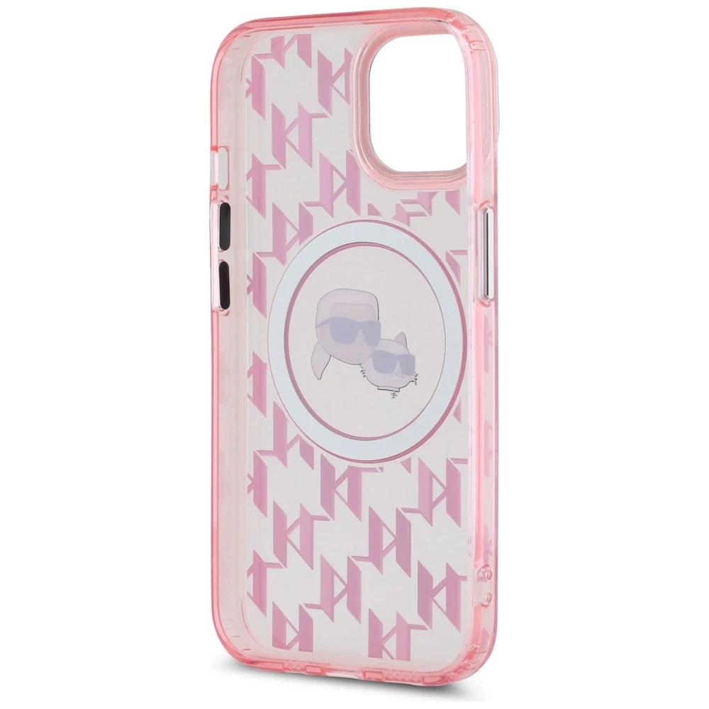 Dėklas Karl Lagerfeld KLHMP15MHMCKMHP Apple iPhone 15 Plus 6.7″ rožinės spalvos IML Monogram Karl&Choupette Head MagSa
