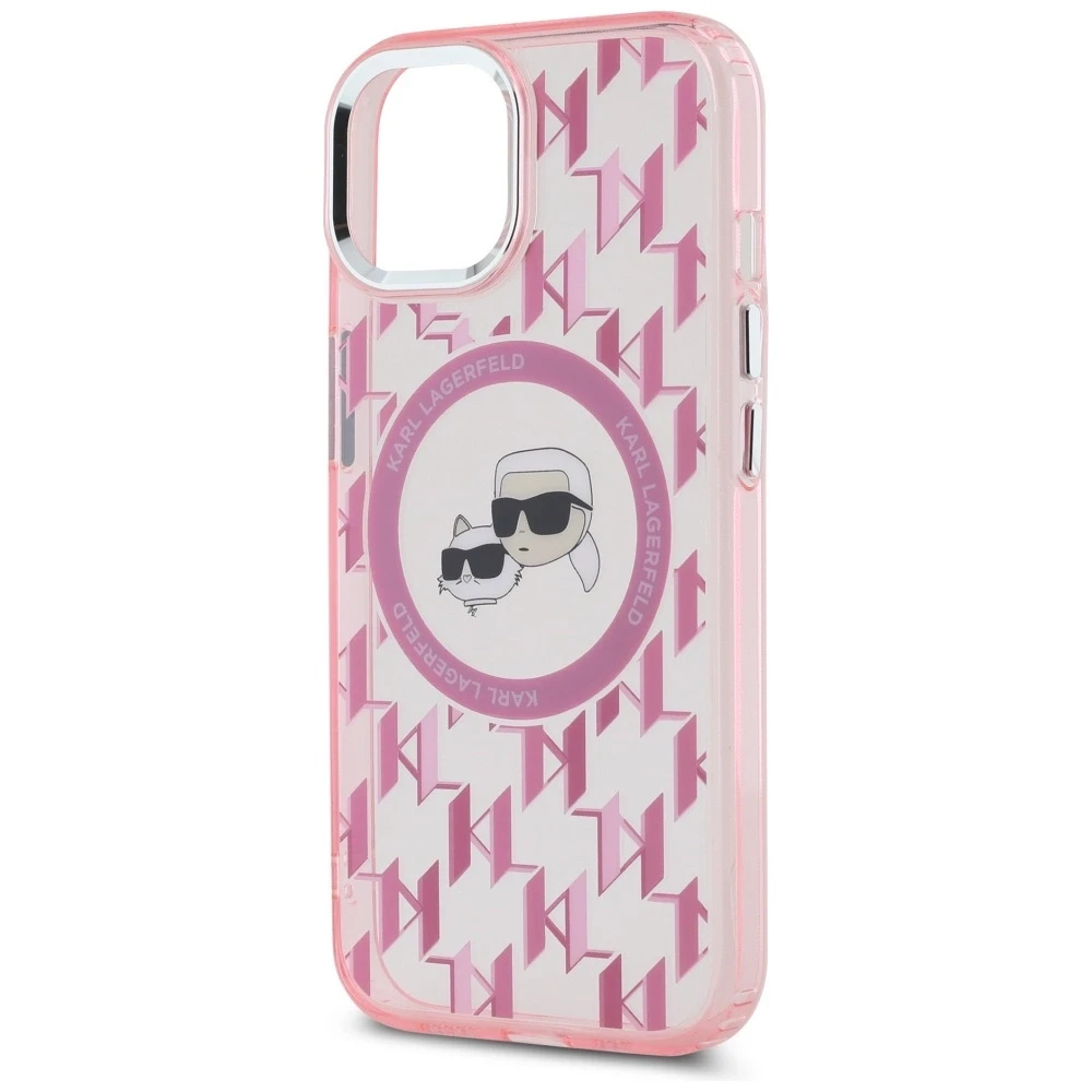 Dėklas Karl Lagerfeld KLHMP15MHMCKMHP Apple iPhone 15 Plus 6.7″ rožinės spalvos IML Monogram Karl&Choupette Head MagSa