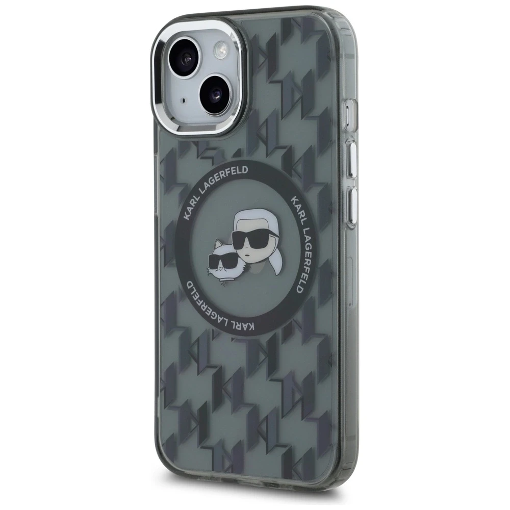 Dėklas Karl Lagerfeld KLHMP15MHMCKMHK Apple iPhone 15 Plus 6.7″ juodos spalvos IML Monogram Karl&Choupette Head MagS