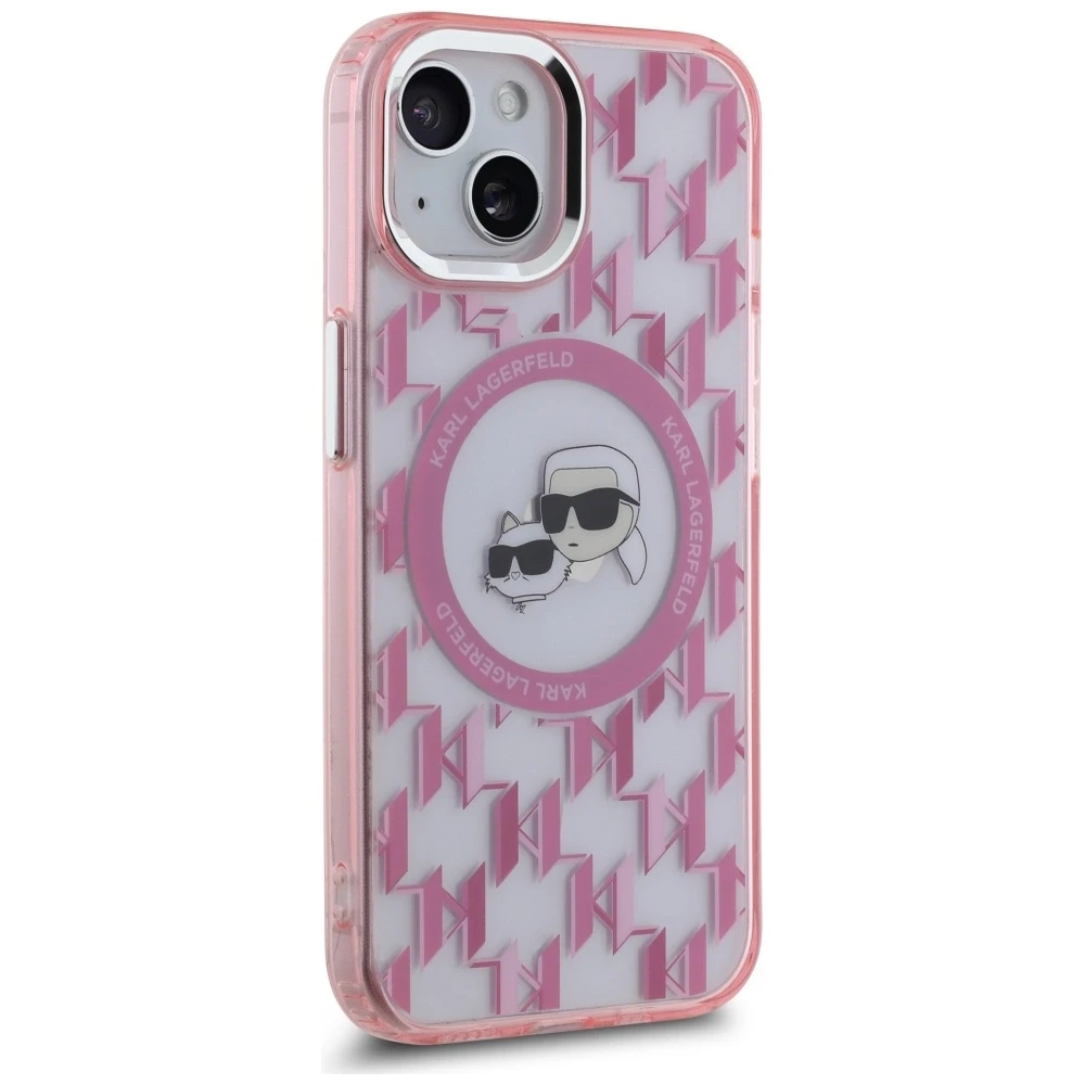Dėklas Karl Lagerfeld KLHMP15MHMCKMHP Apple iPhone 15 Plus 6.7″ rožinės spalvos IML Monogram Karl&Choupette Head MagSa