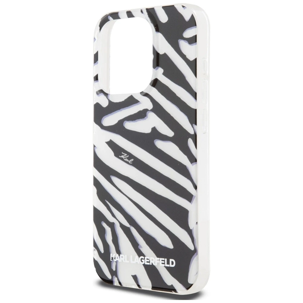 Apple iPhone 15 Pro Max Karl Lagerfeld dėklas IML Zebra Pattern & Cord (KLHCP15XHZBPKCCK) juodos spalvos