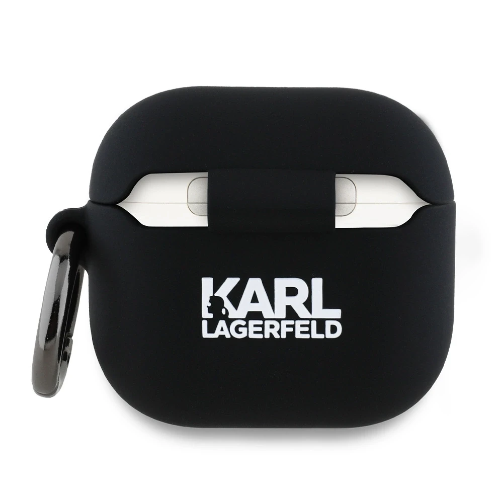 Dėklas Karl Lagerfeld KLA4RUNCHK AirPods 4 cover juodos spalvos silikoninis Choupette Head 3D