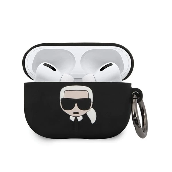 Karl Lagerfeld dėklas, skirtas Airpods Pro KLACAPSILGLBK juodas silikoninis Iconic