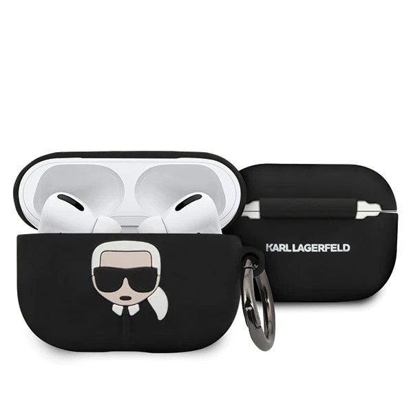 Karl Lagerfeld dėklas, skirtas Airpods Pro KLACAPSILGLBK juodas silikoninis Iconic