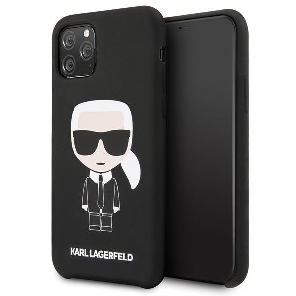 Karl Lagerfeld KLHCN58SLFKBK iPhone 11 Pro kietas dėklas juodas / juodas silikoninis ikoninis