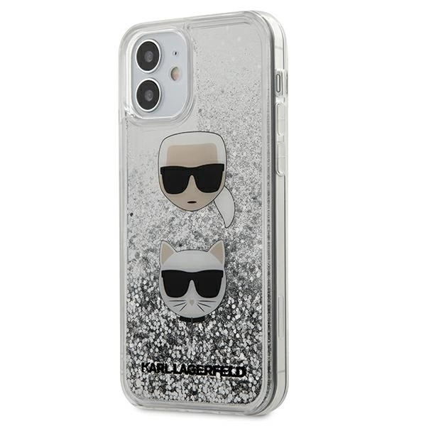 Dėklas Karl Lagerfeld KLHCP12SKCGLSL iPhone 12 mini 5,4" sidabrinė/sidabrinis hardcase Liquid Glitter Karl&Choupette
