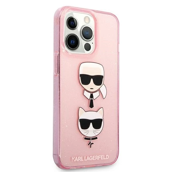 Karl Lagerfeld Case iPhone 13 / 13 Pro 6.1 KLHCP13LKCTUGLP kietas dėklas, rožinis blizgus Karl's – Choupette
