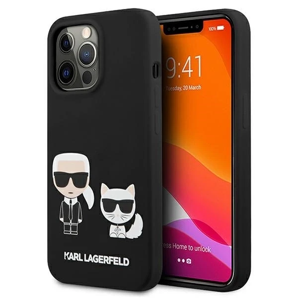 Karl Lagerfeld Slilicone Karl & Choupette - dėklas skirtas Apple iPhone 13 Pro Juodas
