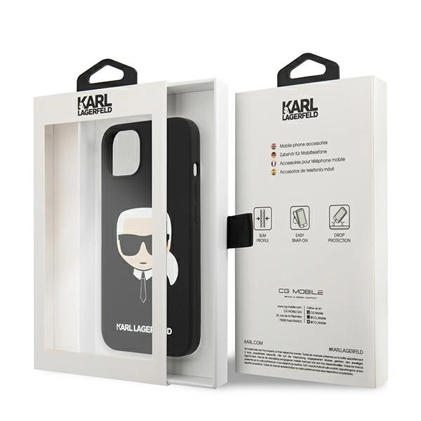 Dėklas Karl Lagerfeld KLHCP13SSLKHBK iPhone 13 mini 5,4" juoda/juodas hardcase Silicone Karl's Head