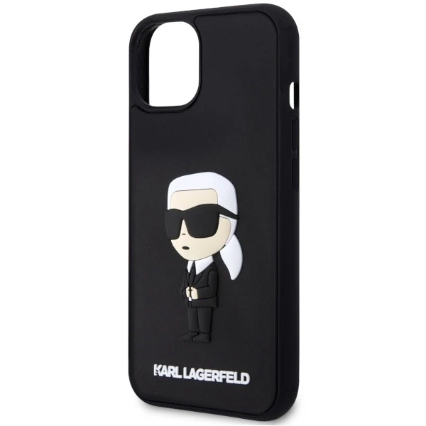 Karl Lagerfeld KLHCP14M3DRKINK iPhone 14 Plus / 15 Plus 6.7″ juodos spalvos kietas dėklas Rubber Ikonik 3D