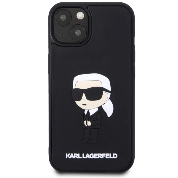 Karl Lagerfeld KLHCP14M3DRKINK iPhone 14 Plus / 15 Plus 6.7″ juodos spalvos kietas dėklas Rubber Ikonik 3D