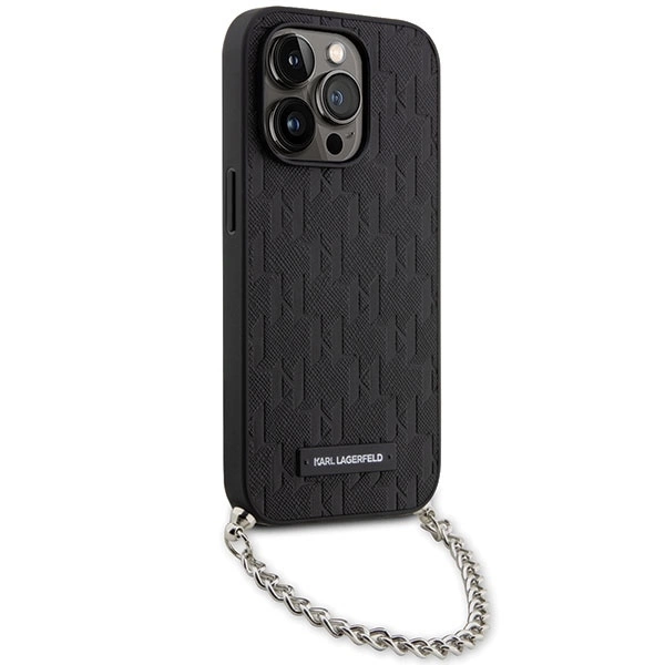 Karl Lagerfeld dėklas, skirtas iPhone 14 Pro Max 6,7 KLHCP14XSACKLHPK juodos spalvos kietas dėklas , skirtas Saffiano Mono Chain