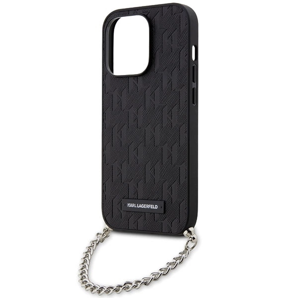 Karl Lagerfeld dėklas, skirtas iPhone 14 Pro Max 6,7 KLHCP14XSACKLHPK juodos spalvos kietas dėklas , skirtas Saffiano Mono Chain