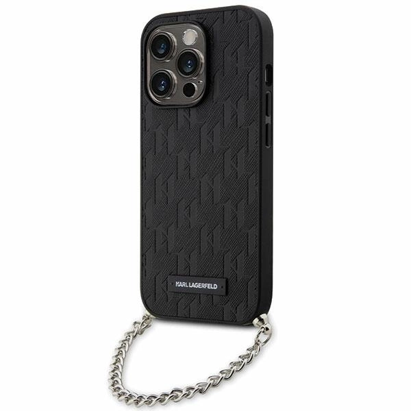 Karl Lagerfeld dėklas, skirtas iPhone 14 Pro Max 6,7 KLHCP14XSACKLHPK juodos spalvos kietas dėklas , skirtas Saffiano Mono Chain