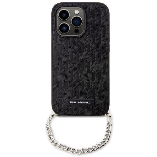 Karl Lagerfeld dėklas, skirtas iPhone 14 Pro Max 6,7 KLHCP14XSACKLHPK juodos spalvos kietas dėklas , skirtas Saffiano Mono Chain