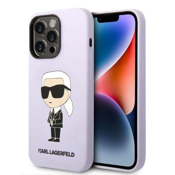 Karl Lagerfeld dėklas, skirtas iPhone 14 Pro Max 6,7 KLHCP14XSNIKBCU purpurinis kietas dėklas Silicone Ikonik