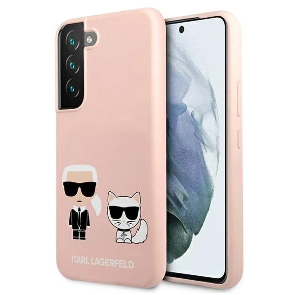Karl Lagerfeld KLHCS22MSSKCI S22+ S906 kietas dėklas šviesiai rožinis/šviesiai rožinis Silikoninis Ikonik Karl & Choupet
