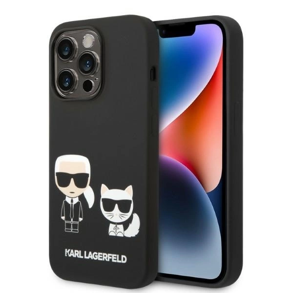 Karl Lagerfeld Liquid Silicone Karl & Choupette MagSafe - dėklas skirtas Apple iPhone 14 Pro Juodas