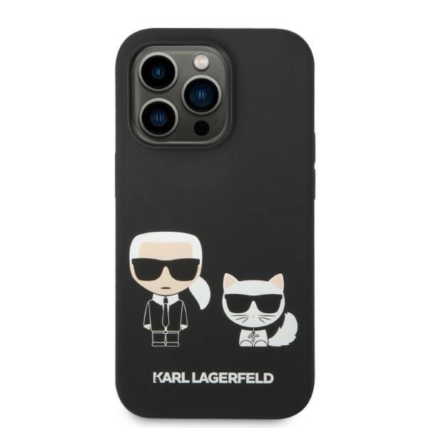 Karl Lagerfeld Liquid Silicone Karl & Choupette MagSafe - dėklas skirtas Apple iPhone 14 Pro Juodas