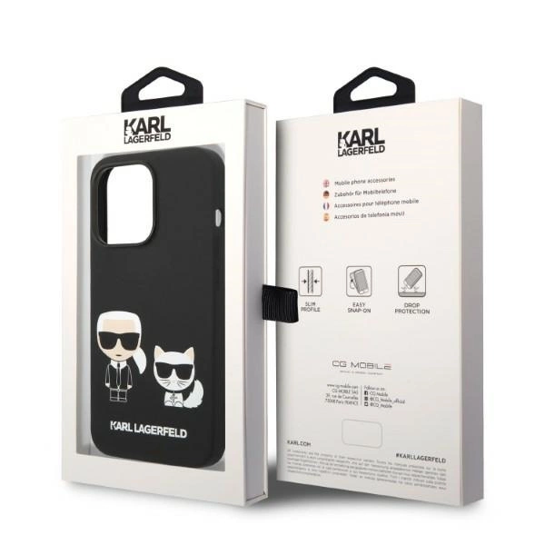 Karl Lagerfeld Liquid Silicone Karl & Choupette MagSafe - dėklas skirtas Apple iPhone 14 Pro Juodas