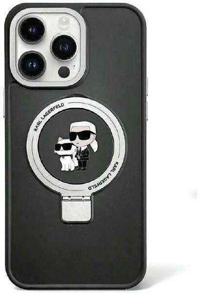 Karl Lagerfeld KLHMP15MHMRSKCK Apple iPhone 15 Plus / 14 Plus 6.7″ juodos spalvos kietas dėklas Ring Stand Karl&Cho