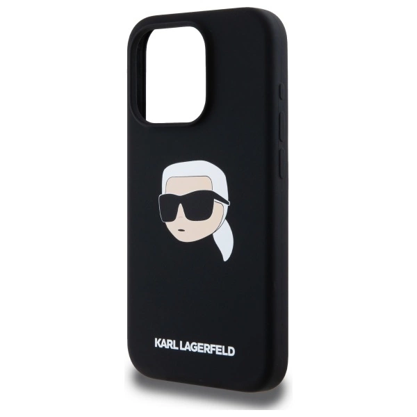 Karl Lagerfeld KLHMP15XSKHPPLK Apple iPhone 15 Pro Max 6.7" dėklas telefonui juodos spalvos silikoninis Karl Head Print MagSafe