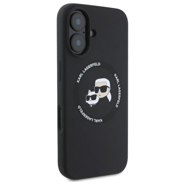 Karl Lagerfeld Liquid silikoninis K&CH Heads MagSafe Apple iPhone 16 dėklas telefonui juodos spalvos