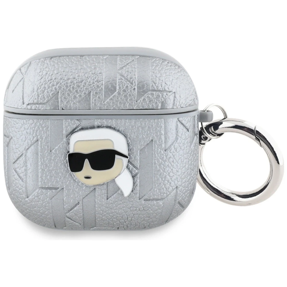 Karl Lagerfeld Monogram Karl Head Dėklas skirtas AirPods 4 sidabro spalvos