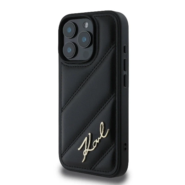 Karl Lagerfeld Quilted Signature Apple iPhone 16 Pro Max - dėklas telefonui juodos spalvos