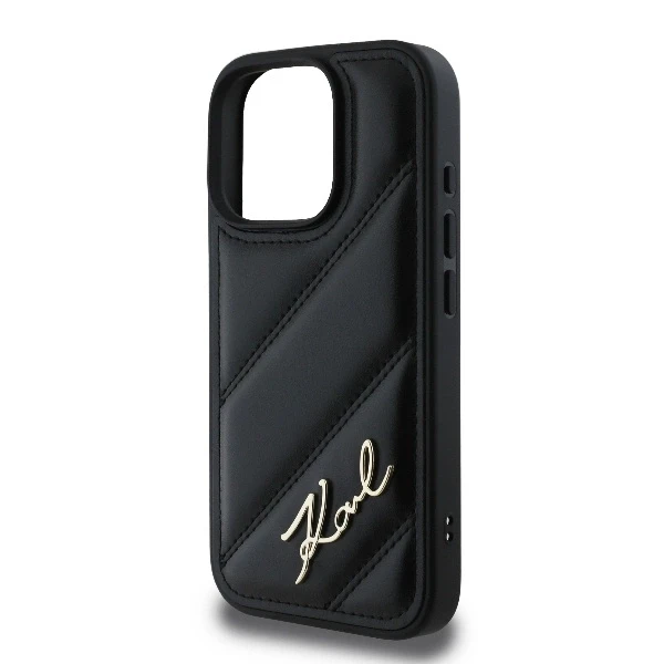 Karl Lagerfeld Quilted Signature Apple iPhone 16 Pro Max - dėklas telefonui juodos spalvos