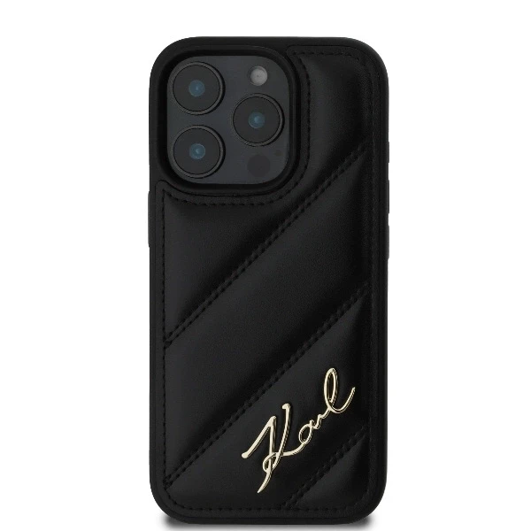 Karl Lagerfeld Quilted Signature Apple iPhone 16 Pro Max - dėklas telefonui juodos spalvos