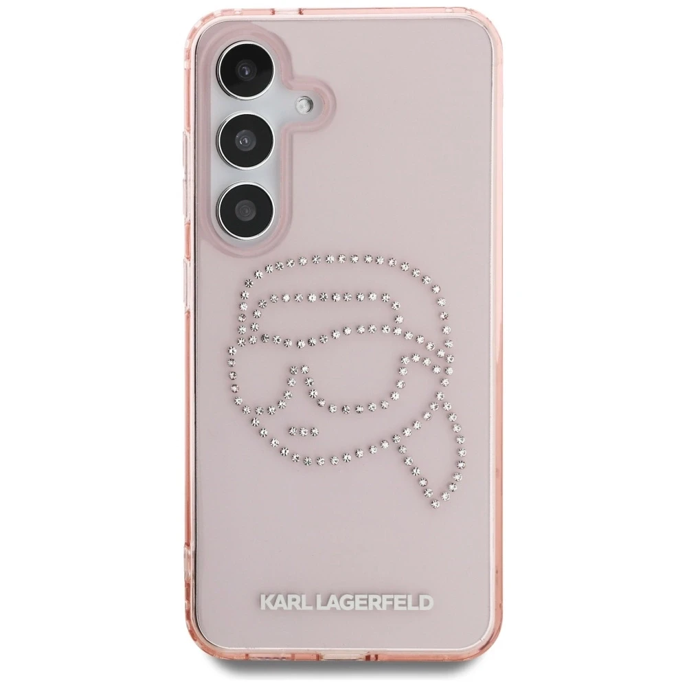 Dėklas Karl Lagerfeld Rhinestones K. Head Logo Samsung Galaxy S25 rožinės spalvos