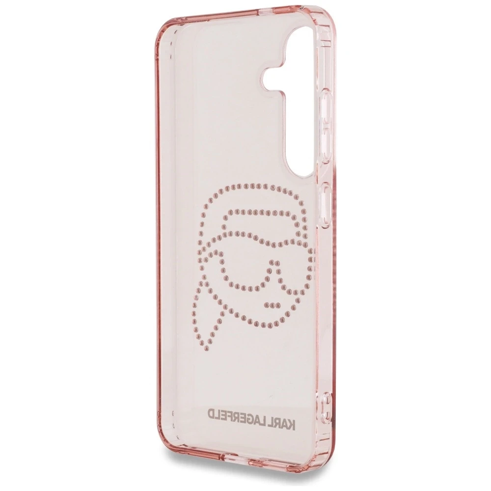 Dėklas Karl Lagerfeld Rhinestones K. Head Logo Samsung Galaxy S25 rožinės spalvos